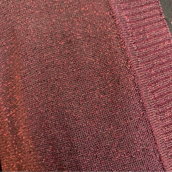 Bebe maroon burgundy metallic glitter wrap sweater Sz M - Picture 6 of 10